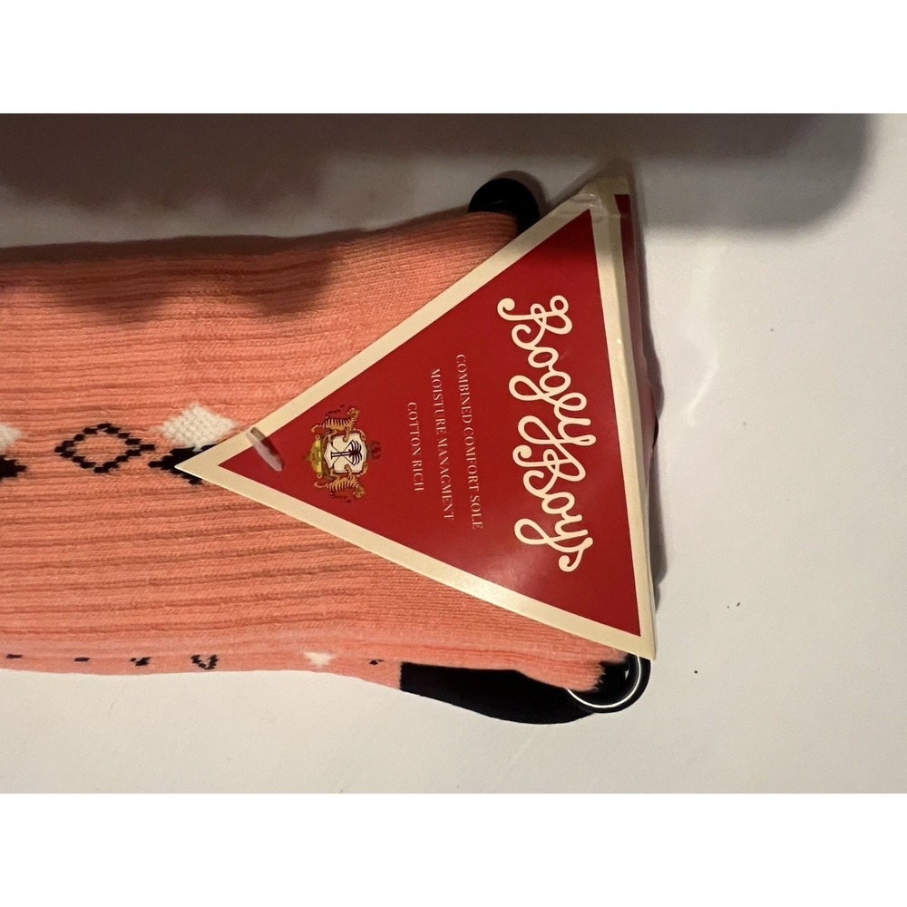 Bogey Boys Crew Socks Pink Argyle Golf Streetwear Cotton Size 8-12 NWT